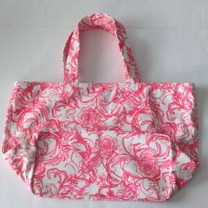 Floral Pink and White Tote Bag